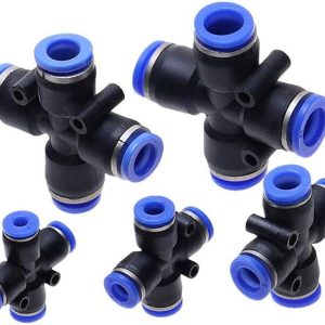 SNS Պնևմատիկ 4-ուղղությամբ խաչաձև ֆիտինգ PZA 4, 6, 8 mm