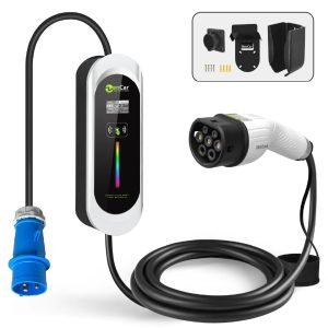 Zencar Model E 🇨🇳 շարժական լիցքավորիչ | ~ 7 / ~ 8.8 կՎտ | 220 Վ | 32 / 40 Ա | 1 ֆազ | 5 մ մալուխ | CEE Blue | NEMA 14-50 | Type 1 / Type 2 / GB/T | ՈւԶՕ | Ժամաչափ